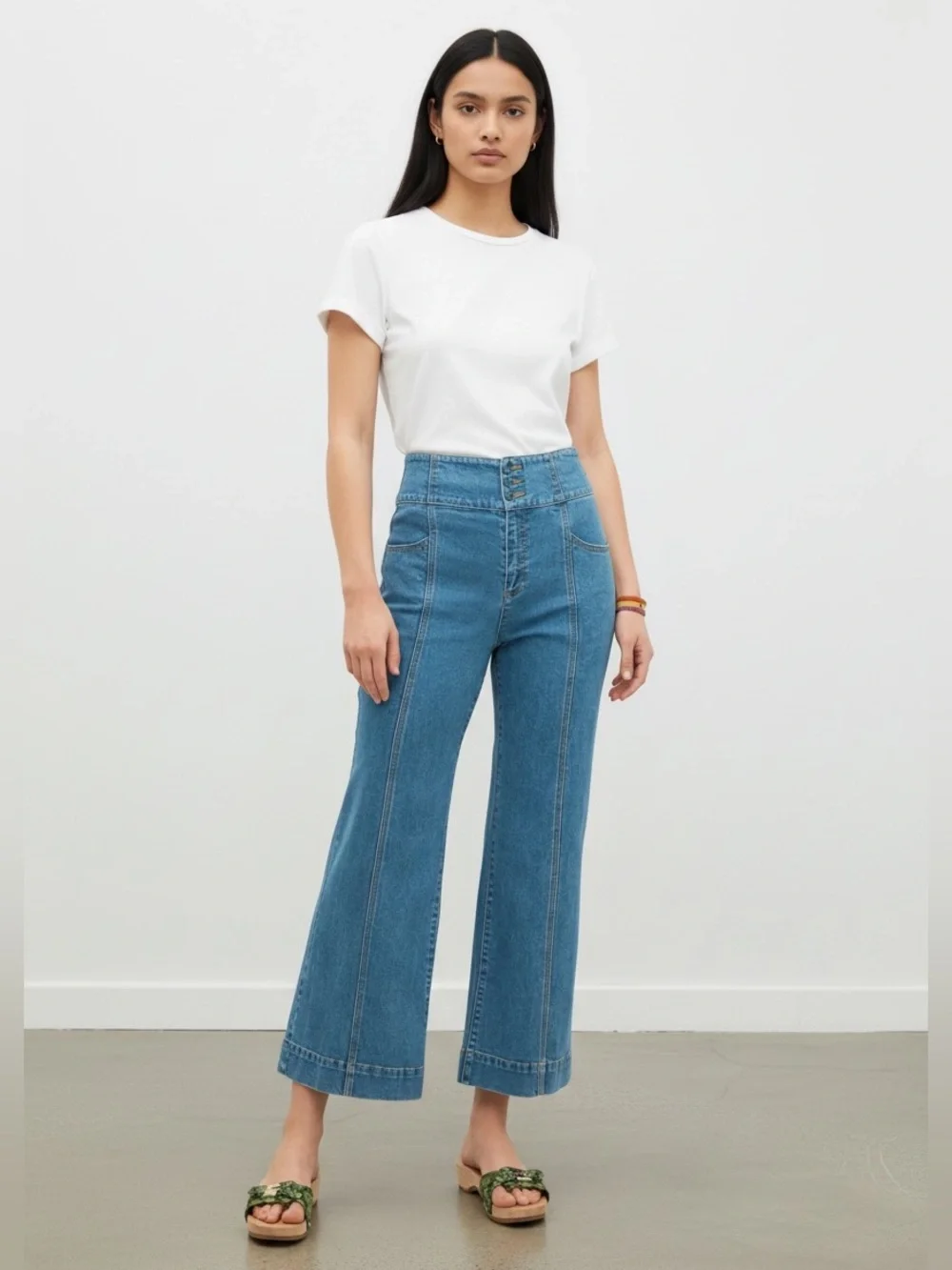 Kate Spade Denim Cropped Flare Pant Button Fly Jeans Size 27